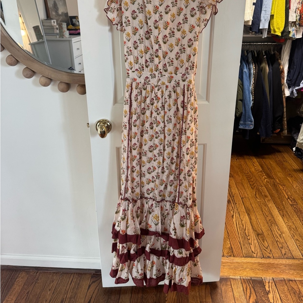 Anna Cate Floral Print Maxi Dress with Burgundy Highlights - Picture 5 of 8